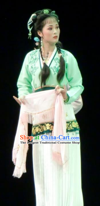 Emperor and the Village Girl Chinese Shaoxing Opera Country Lady Dress Apparels Costumes and Headdress Yue Opera Xiaodan Young Female Garment