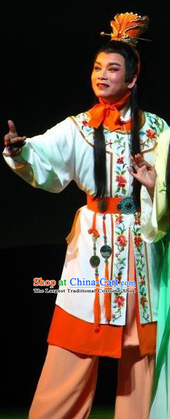 Chinese Yue Opera Scholar Garment Butterfly Love Monk Costumes and Headwear Shaoxing Opera Xiaosheng Young Male Apparels
