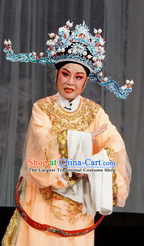 Chinese Yue Opera Chancellor Golden Palace Refuse Marriage Song Hong Apparels and Headwear Shaoxing Opera Official Embroidered Robe Garment Costumes