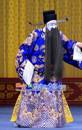 Yao Qi Chinese Peking Opera Official Garment Costumes and Headwear Beijing Opera Elderly Male Apparels Embroidered Robe Clothing