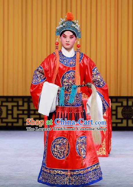 Xiang Jiang Hui Chinese Peking Opera Figurant Young Male Garment Costumes and Headwear Beijing Opera Court Eunuch Apparels Clothing
