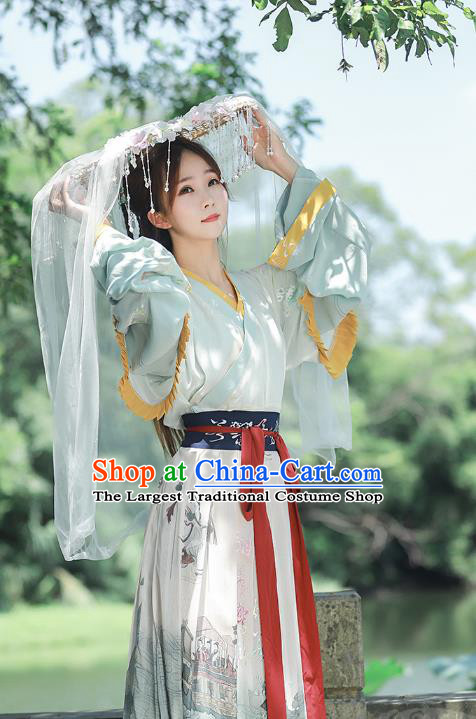 Chinese Ancient Goddess Hanfu Dress Garment Traditional Jin Dynasty Royal Princess Historical Costumes for Women