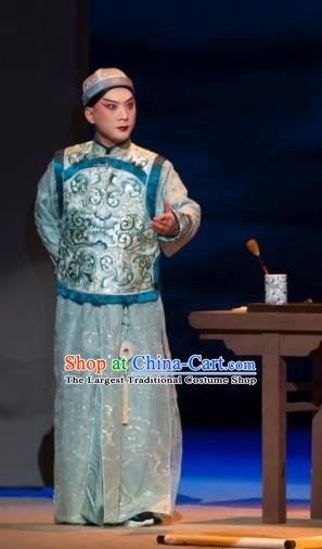 Jin Lv Qu Chinese Peking Opera Xiaosheng Garment Costumes and Headwear Beijing Opera Scholar Apparels Qing Dynasty Young Male Clothing