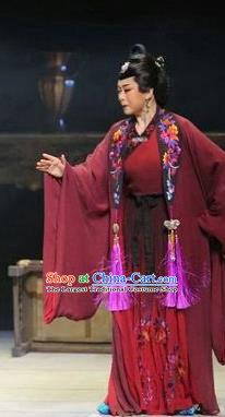 Chinese Ping Opera Dame Apparels Costumes and Headpieces Traditional Pingju Opera The Butterfly Lovers Elderly Female Dress Garment