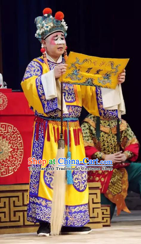 Jiu Jiang Kou Chinese Peking Opera Court Eunuch Garment Costumes and Headwear Beijing Opera Figurant Apparels Clothing