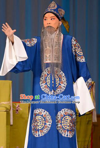 Zhu Sha Zhi Chinese Peking Opera Prefecture Han Tingfeng Garment Costumes and Headwear Beijing Opera Laosheng Apparels Elderly Male Clothing