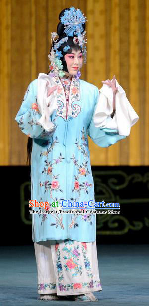 Chinese Beijing Opera Rich Female Apparels Hongniang Costumes and Headpieces Traditional Peking Opera Hua Tan Dress Young Lady Cui Yingying Garment