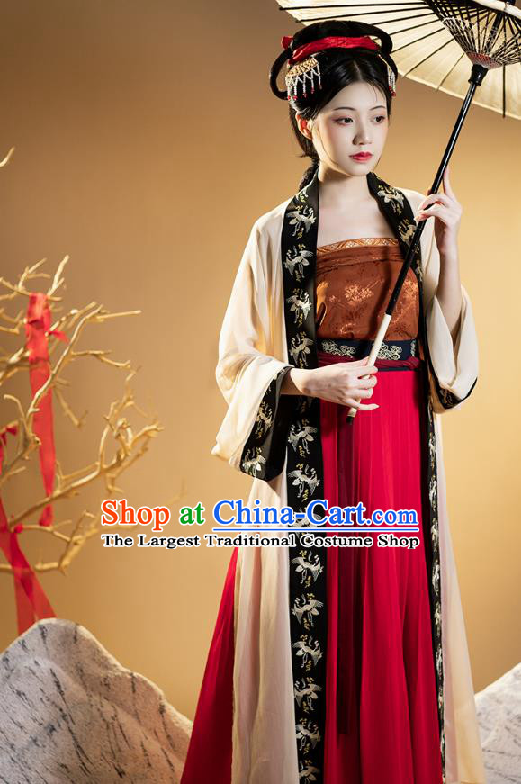 Chinese Traditional Ancient Women Historical Costumes Hanfu Dress Garment Song Dynasty Civilian Female Apparels Complete Set