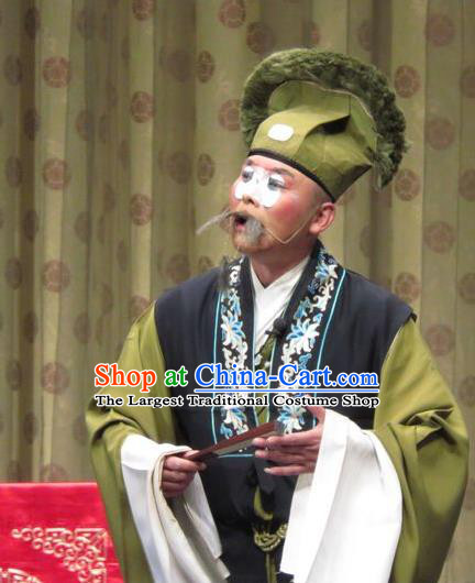 Qin Xianglian Chinese Ping Opera Chou Role Apparels Costumes and Headwear Pingju Opera Laosheng Clothing