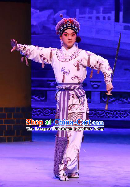 Seven Heros Five Gallants Chinese Peking Opera Young Male Garment Costumes and Headwear Beijing Opera Knight Apparels Swordsman Bai Yutang Clothing