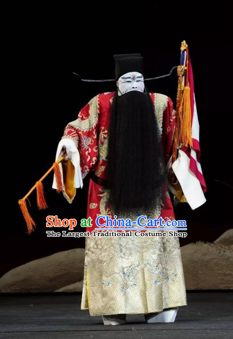 Return to the Han Dynasty Chinese Peking Opera Official Garment Costumes and Headwear Beijing Opera Jing Role Apparels Chancellor Cao Cao Clothing