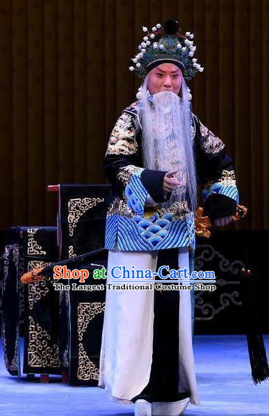 Bai Di Cheng Chinese Peking Opera Emperor Liu Bei Garment Costumes and Headwear Beijing Opera Elderly Male Apparels Lord Clothing