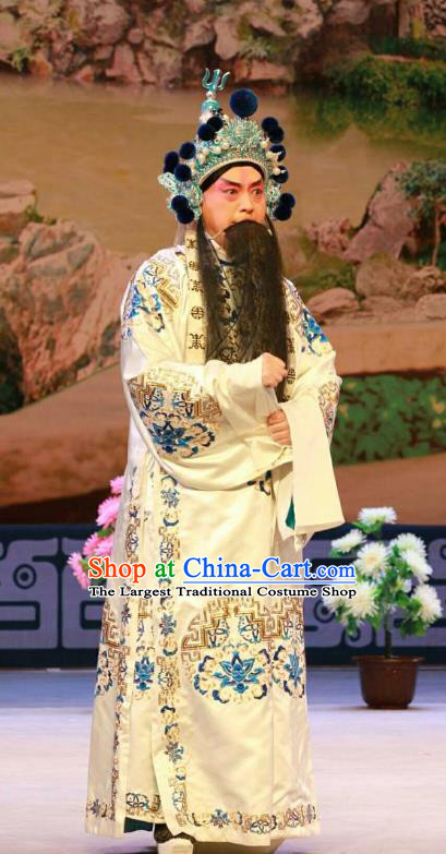 Nan Jie Guan Chinese Peking Opera Elderly Male Zhao Kuangyin Garment Costumes and Headwear Beijing Opera Laosheng Apparels Emperor Clothing