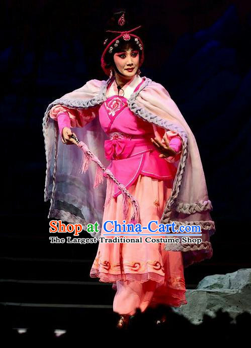 Chinese Beijing Opera Female Swordsman Apparels Qi Nv Wu Rong Costumes and Headdress Traditional Peking Opera Actress Dress Garment