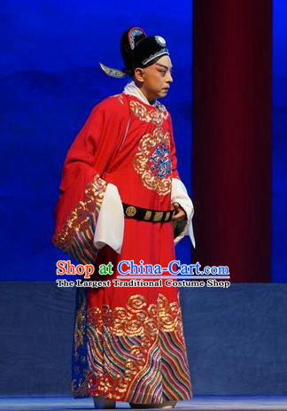 Princess Changping Chinese Peking Opera Official Garment Costumes and Headwear Beijing Opera Young Male Apparels Scholar Zhou Shixian Clothing