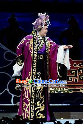 Chinese Beijing Opera Elderly Female Apparels Qi Nv Wu Rong Costumes and Headdress Traditional Peking Opera Pantaloon Dress Empress Dowager Garment