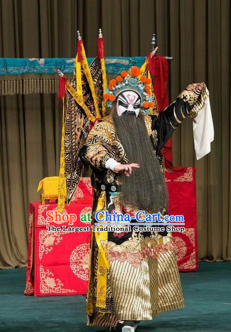 Shen Ting Ling Chinese Peking Opera General Kao Apparels Costumes and Headpieces Beijing Opera Wusheng Garment Military Officer Armor Clothing with Flags