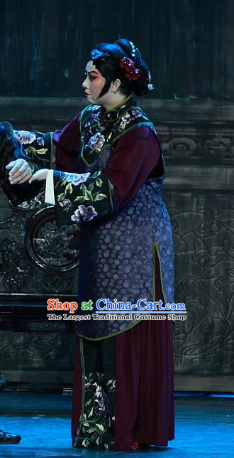 Chinese Beijing Opera Rich Concubine Garment Luo Mei Yin Costumes and Hair Accessories Traditional Peking Opera Elderly Female Dress Apparels