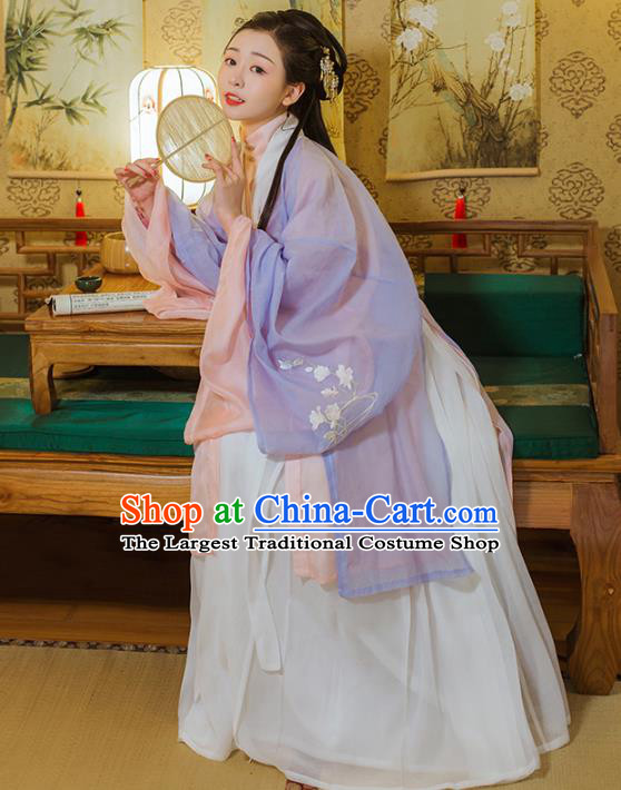 Chinese Traditional Ming Dynasty Noble Female Embroidered Hanfu Dress Garment Ancient Patrician Lady Historical Costumes