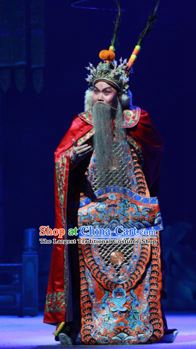 Chinese Peking Opera Lord Wu Sangui Apparels Costumes and Headpieces Beijing Opera Elderly Male Garment General Armor Clothing