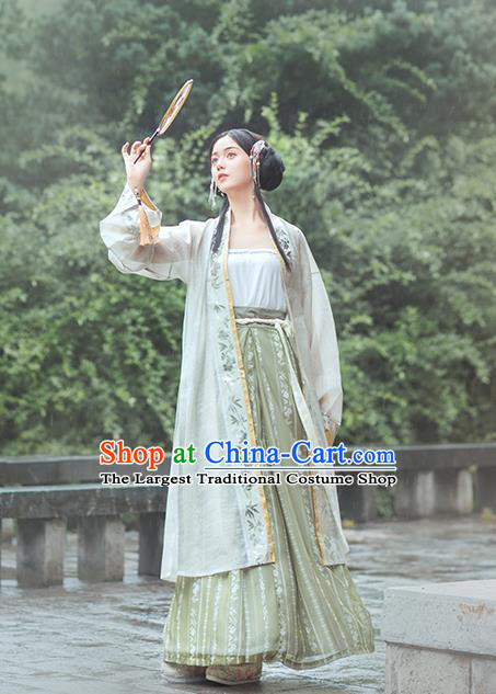 Chinese Traditional Song Dynasty Civilian Female Historical Costumes Ancient Young Lady Embroidered Hanfu Dress Garment Complete Set