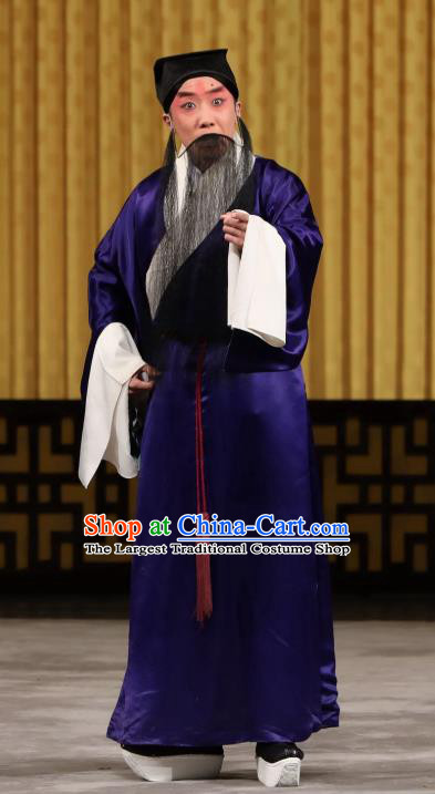 Yi Peng Xue Chinese Peking Opera Laosheng Apparels Costumes and Headpieces Beijing Opera Elderly Servant Mo Cheng Garment Clothing