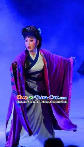 Chinese Sichuan Opera Young Female Costumes and Hair Accessories Yu Hai Kuang Chao Traditional Peking Opera Actress Pu Lan Dress Distress Maiden Apparels