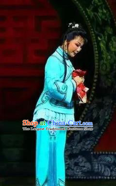Chinese Ping Opera Young Lady Apparels Costumes and Headpieces Jin E Traditional Pingju Opera Country Girl Dress Garment