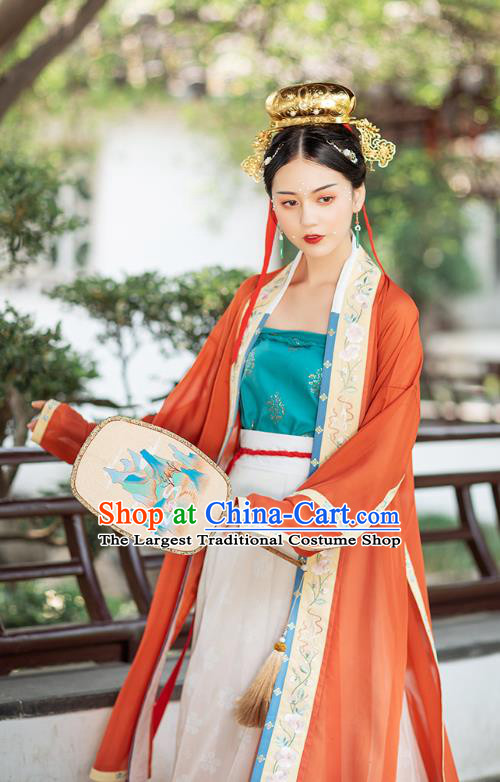 Chinese Ancient Imperial Concubine Embroidered Hanfu Dress Traditional Song Dynasty Court Women Historical Costumes Complete Set