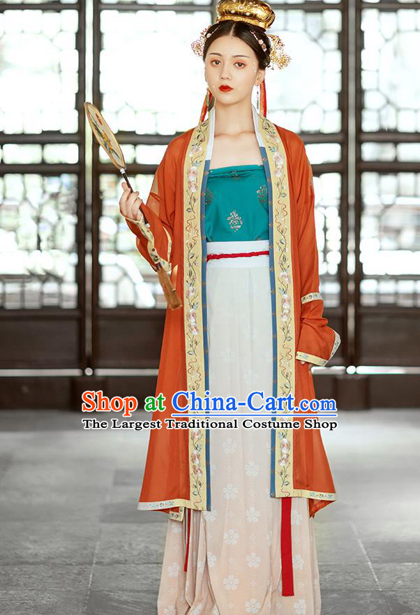 Chinese Ancient Imperial Concubine Embroidered Hanfu Dress Traditional Song Dynasty Court Women Historical Costumes Complete Set