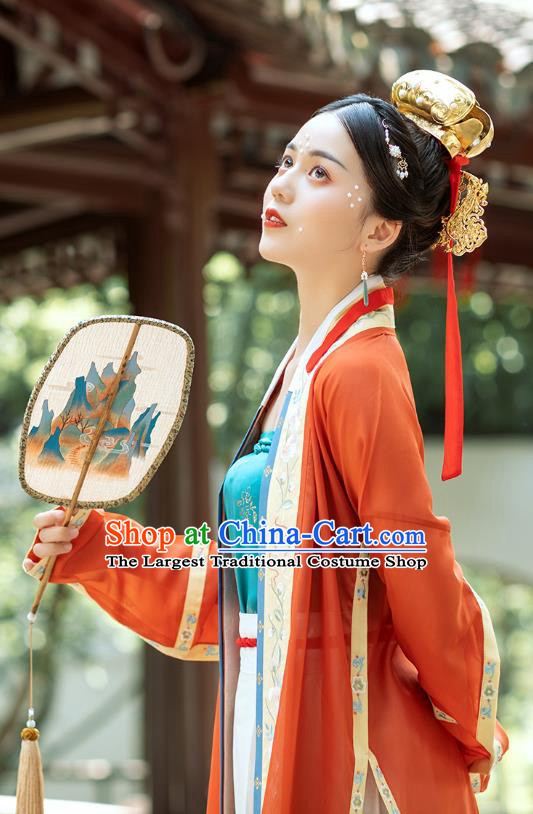 Chinese Ancient Imperial Concubine Embroidered Hanfu Dress Traditional Song Dynasty Court Women Historical Costumes Complete Set