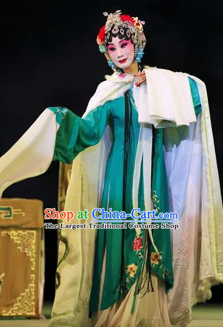 Chinese Sichuan Opera Hua Tan Li Huiniang Red Plum Garment Costumes and Hair Accessories Traditional Peking Opera Young Female Green Dress Apparels