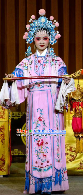 Chinese Sichuan Opera Court Maid Garment Costumes and Hair Accessories Traditional Peking Opera Jin Dian Shen La Xiaodan Dress Young Lady Apparels