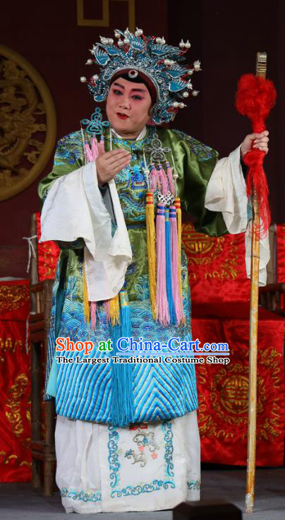 Chinese Sichuan Opera Elderly Female Garment Costumes and Hair Accessories Traditional Peking Opera Return of the Phoenix Dame Dress Pantaloon Apparels