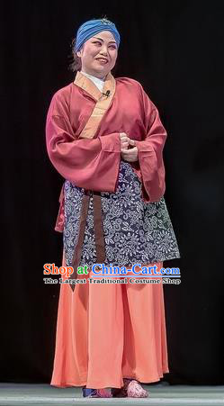 Chinese Sichuan Opera Elderly Woman Garment Costumes and Hair Accessories Bao En Ji Traditional Peking Opera Old Female Servant Dress Apparels