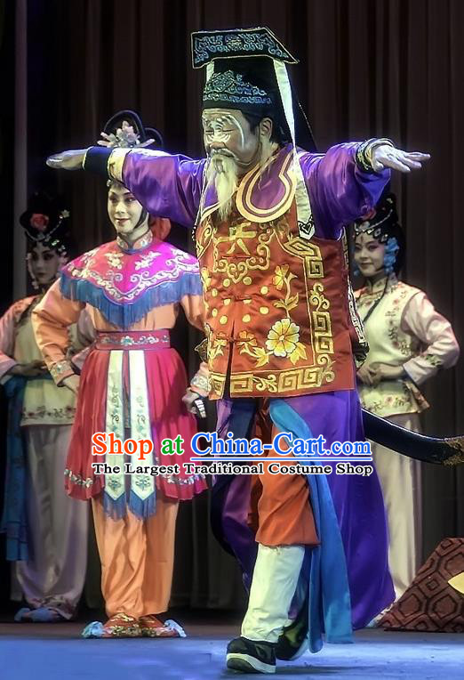 Shuang Ba Lang Chinese Sichuan Opera Old Soldier Apparels Costumes and Headpieces Peking Opera Elderly Male Garment Clothing