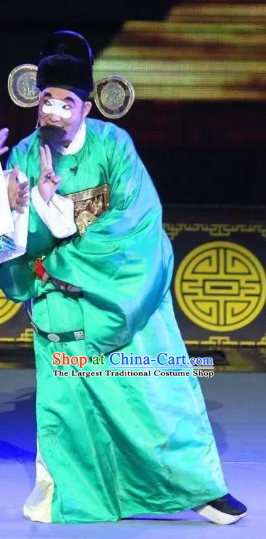 Shuang Tian Guan Chinese Sichuan Opera Clown Apparels Costumes and Headpieces Peking Opera Official Liu Tianguan Garment Magistrate Clothing