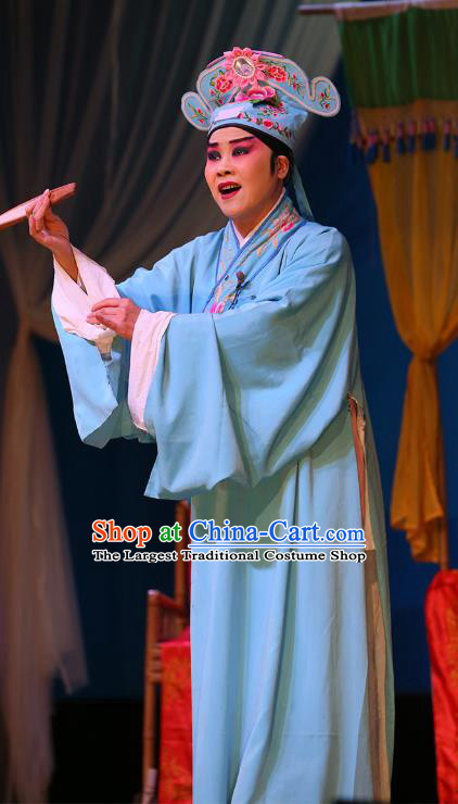 The Lotus Lantern Chinese Sichuan Opera Scholar Liu Wenxi Apparels Costumes and Headpieces Peking Opera Young Male Garment Xiaosheng Clothing