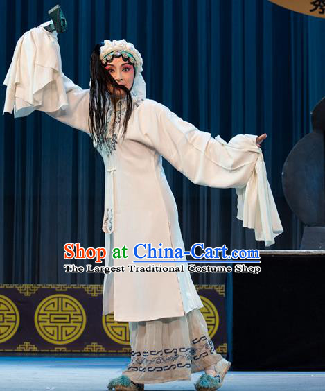 Chinese Sichuan Opera Young Female Garment Costumes and Hair Accessories Shattered Crypt Traditional Peking Opera Distress Maiden Dress Apparels