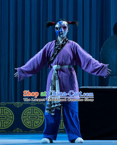 Shattered Crypt Chinese Sichuan Opera Young Boy Apparels Costumes and Headpieces Peking Opera Wa Wa Sheng Garment Purple Clothing