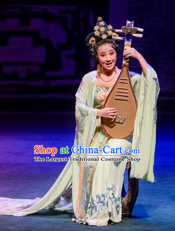 Chinese Sichuan Opera Young Lady Garment Costumes and Hair Accessories Scholar of Ba Shan Traditional Peking Opera Actress Dress Geisha Ni Chang Apparels