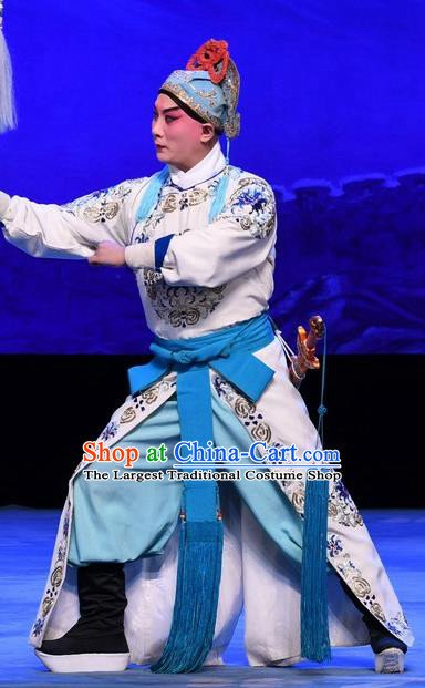 Luo Cheng Chinese Peking Opera Takefu Garment Costumes and Headwear Beijing Opera Martial Male Apparels Swordsman Clothing