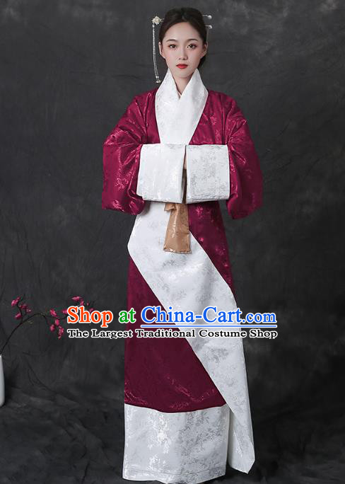 Chinese Han Dynasty Curving Front Robe Traditional Hanfu Dress Ancient Royal Princess Apparels Historical Costumes