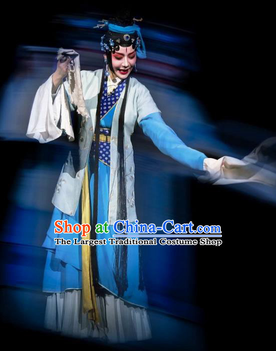 Chinese Beijing Opera Village Girl Apparels Costumes and Headdress Xin Zhui Traditional Peking Opera Actress Country Woman Dress Garment