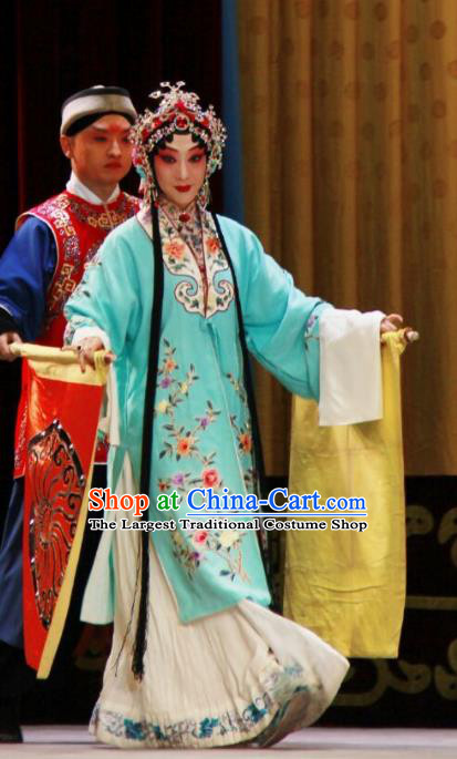 Chinese Beijing Opera Young Female Apparels Costumes and Headdress The Mirror of Fortune Traditional Peking Opera Diva Dress Actress Garment