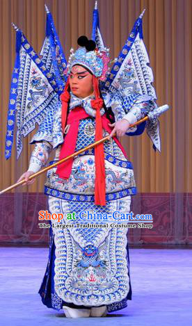 Qing Shi Mountain Chinese Peking Opera Martial Male Garment Costumes and Headwear Beijing Opera General Kao Armor Suit with Flags Apparels Clothing