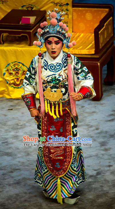 Anecdote of Wu Zetian Chinese Peking Opera Xiaosheng Garment Costumes and Headwear Beijing Opera Crown Prince Apparels Clothing