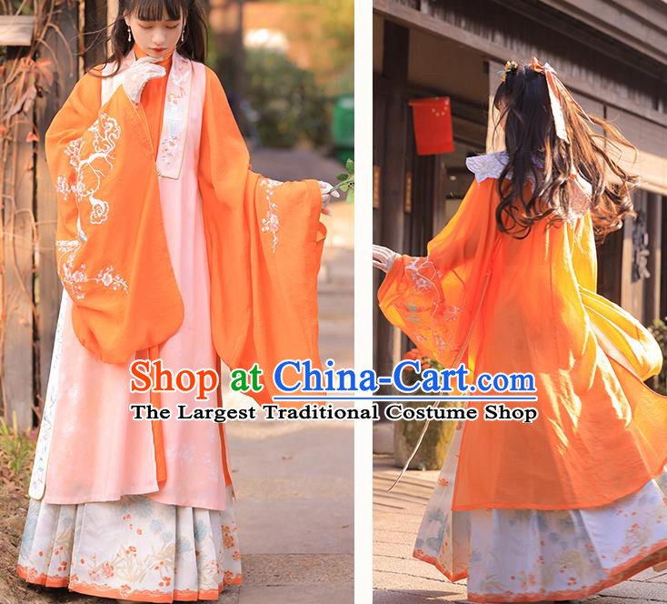 Chinese Traditional Ming Dynasty Patrician Lady Embroidered Hanfu Dress Ancient Noble Princess Apparels Historical Costumes for Rich Woman