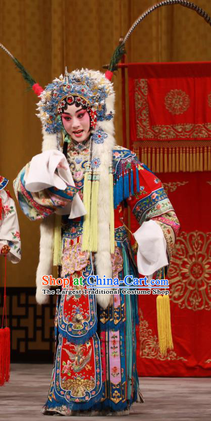 Chinese Beijing Opera Princess Apparels Costumes and Headdress Bai Hua Zeng Jian Traditional Peking Opera Hua Tan Dress Actress Garment