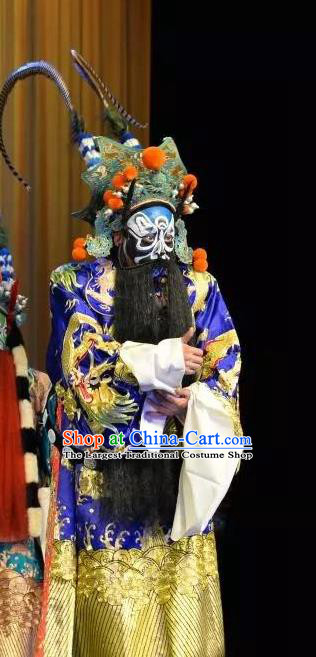 Han Ming Fei Chinese Peking Opera Elderly Male Garment Costumes and Headwear Beijing Opera Laosheng Apparels King Clothing